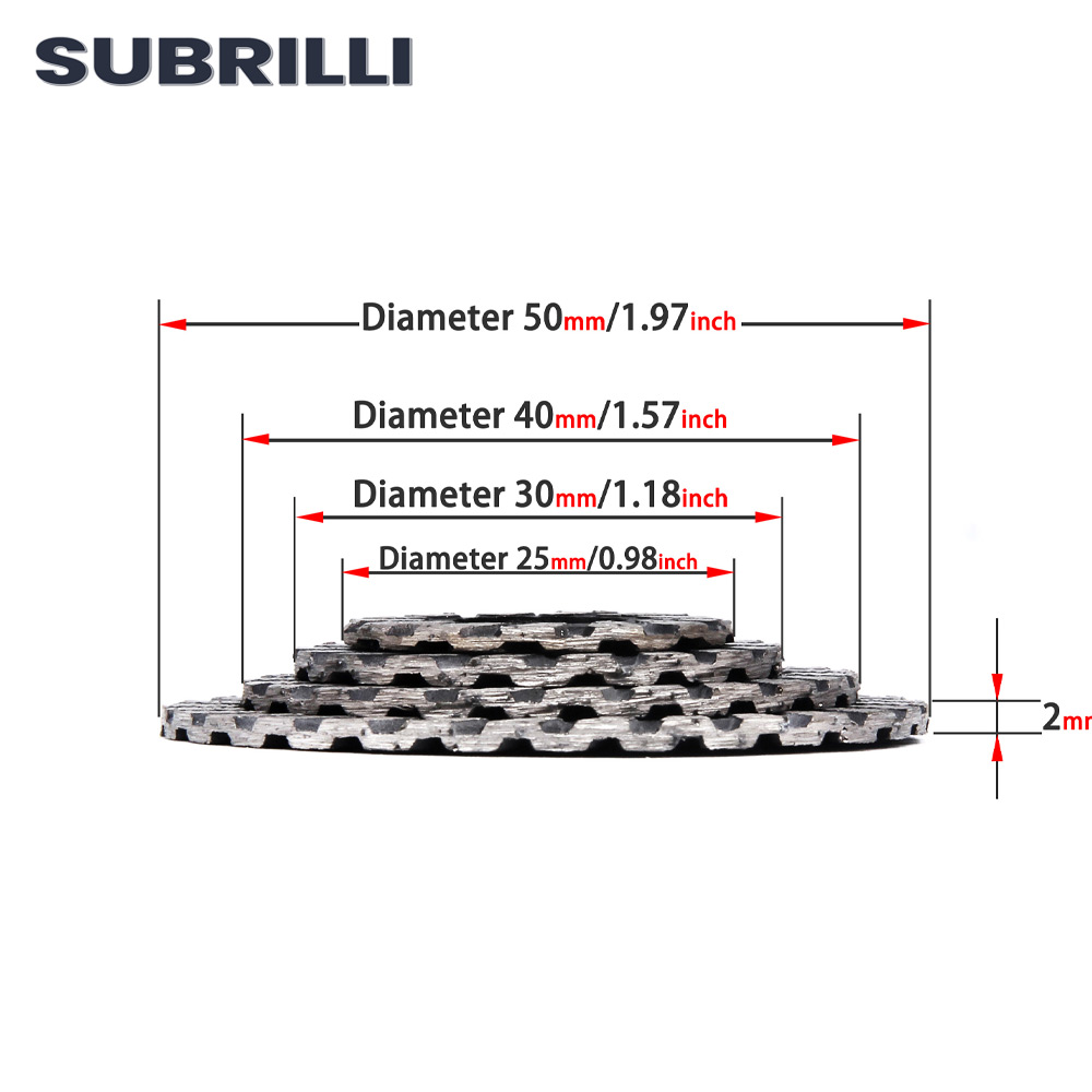 SUBRILLI 25/30/40/50 مللي متر  - مراجعة Diamond Grinding Wheel Lapidary وسعره